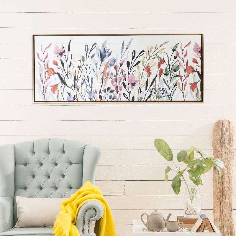 19" x 45" Colorful Wildflower Floating Framed Wall Canvas - Gallery 57