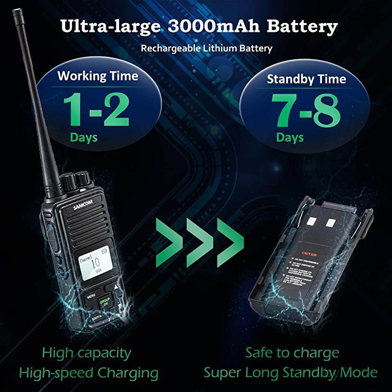 FPCN10A Two Way Radio Rechargeable Business UHF Handheld Walkie Talkie Long Range Radio with Double PTT, 3 Packs