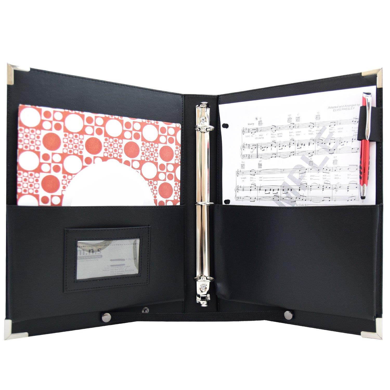 MSP Sheet Music Holder | 9.5" x 12" - 3 Rings Choir Folder with Hand Strap for Musician - Medium Size (MSP-210)