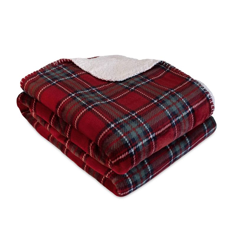 50"x60" Nottingham Plaid Reversible Throw Blanket Red - Better Living