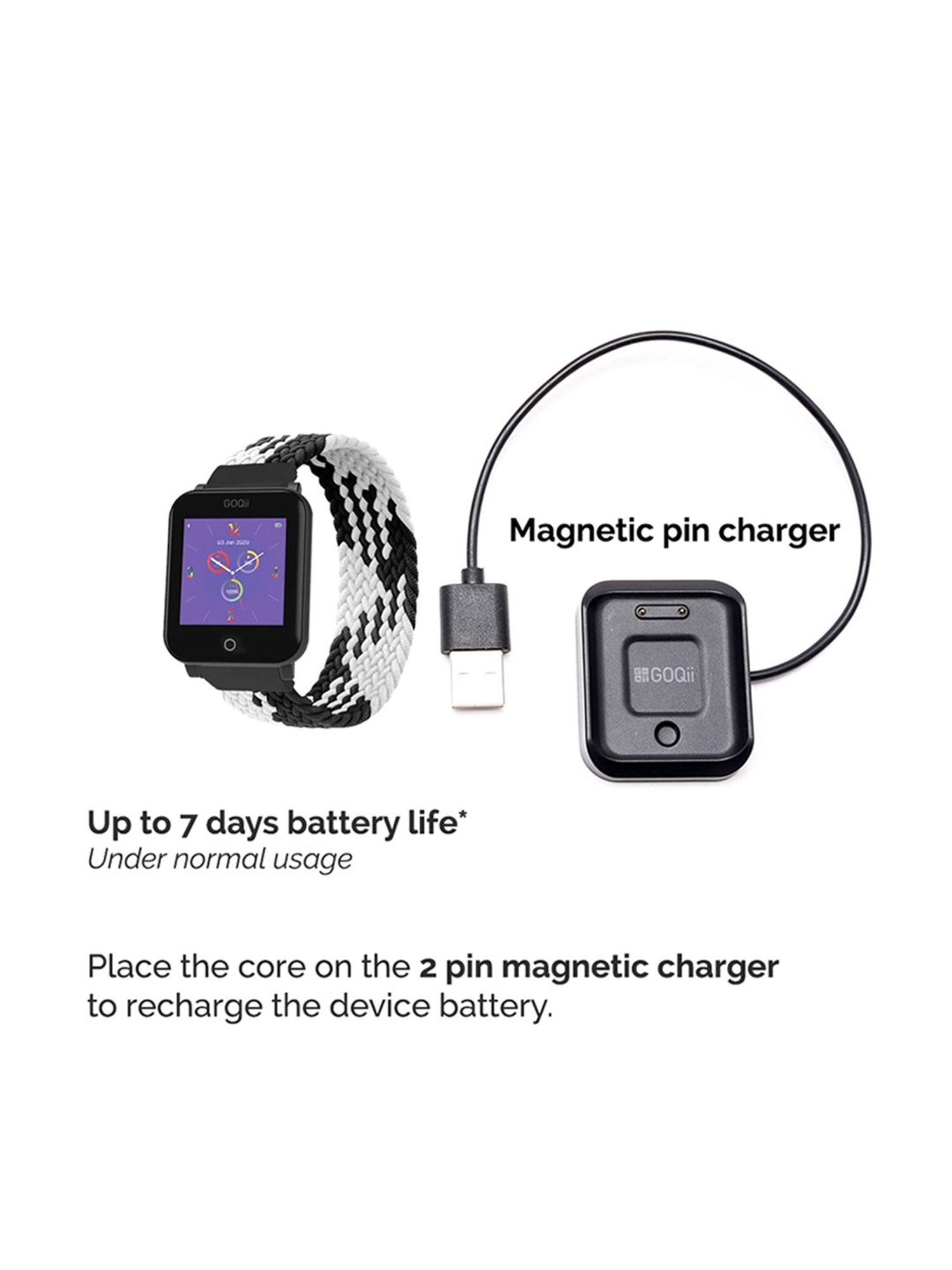 GOQii Smart Vital Junior for Kids Fitness with 3 Months Health Coaching Smartwatch (Red Strap)