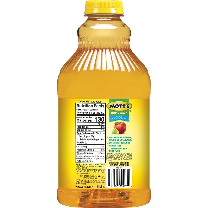 Mott's 100% Apple White Grape Juice - 64 fl oz Bottle