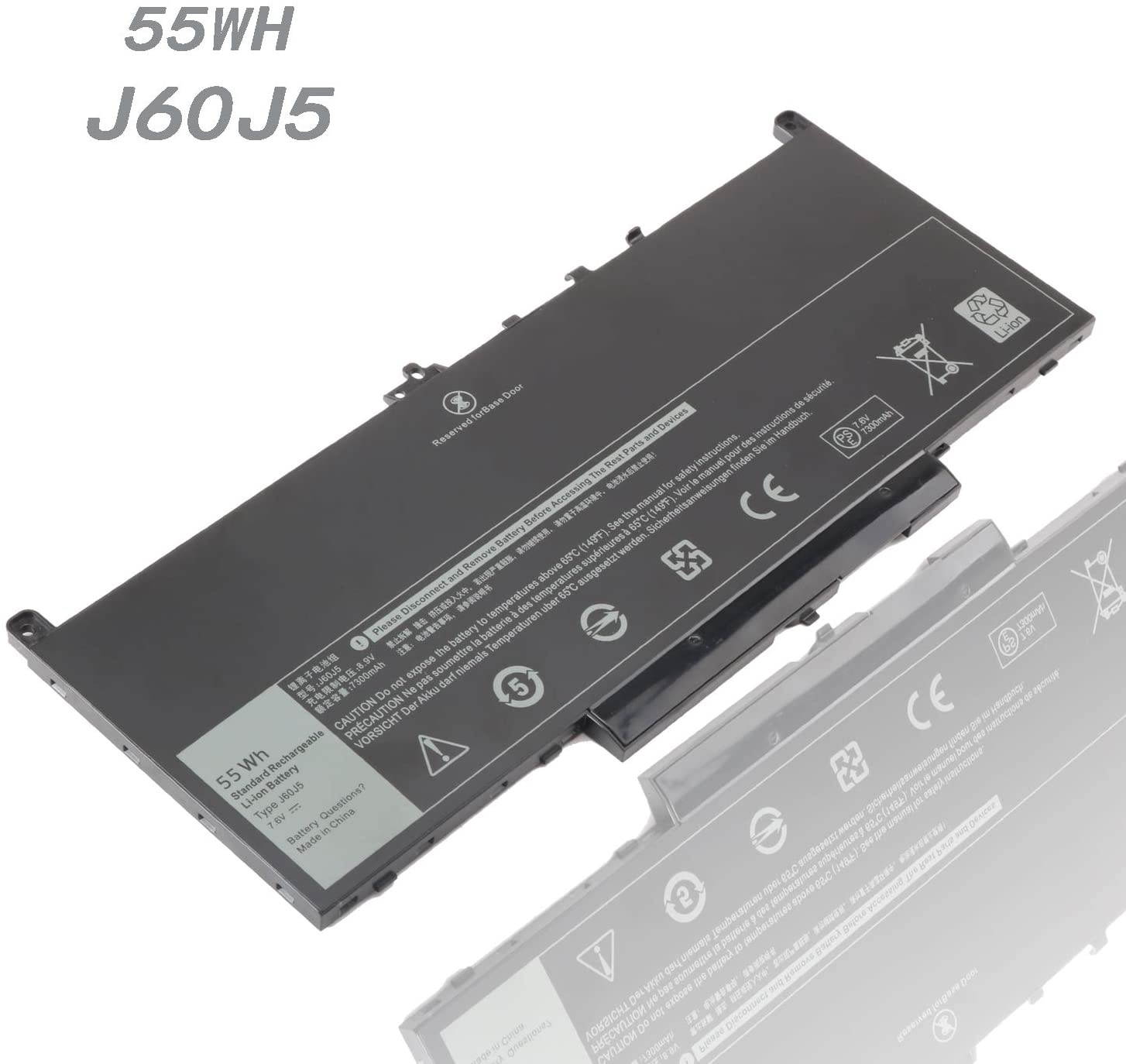 J60J5 Laptop Battery Compatible with Dell Latitude E7470 E7270 7470 7270 P/N: MC34Y 0MC34Y 1W2Y2 242WD GG4FM 0GG4FM WYWJ2 451-BBSX 451-BBSY 451-BBSU 7.6V 55Wh Notebook Battery