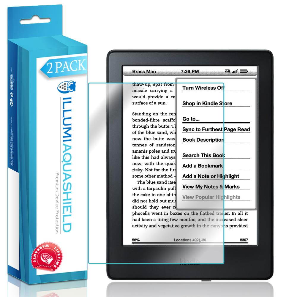 ILLUMI AquaShield Screen Protector Compatible with Amazon Kindle (6 inch,2016,8th Gen)(2-Pack) No-Bubble High Definition Clear Flexible TPU Film