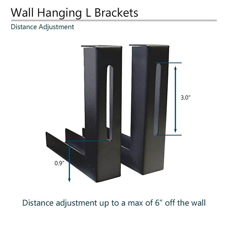 6quot Black Universal Projector Screen LBrackets Single Metal Welded Construction Wall or Ceiling Mount Includes Hooks and Hardware Model ZVMAXLB6B