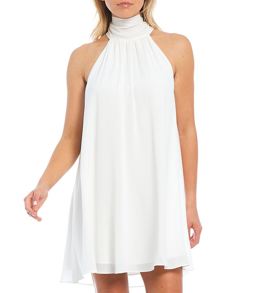Belle Badgley Mischka Elise Halter Neck Trapeze Dress