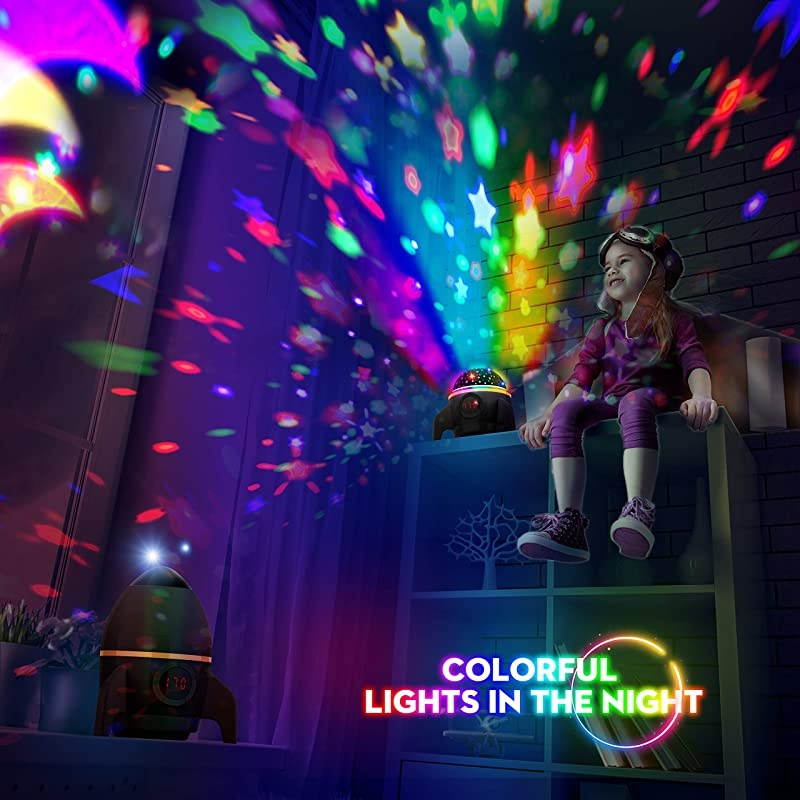 Star Night Light Projector Sky Star ProjectorNight Lighting lamp with Remote ControlampTimer DesignampRotatingBirthday Christmas Gifts for Baby and KidsBedroomLiving RoomRocketBlack