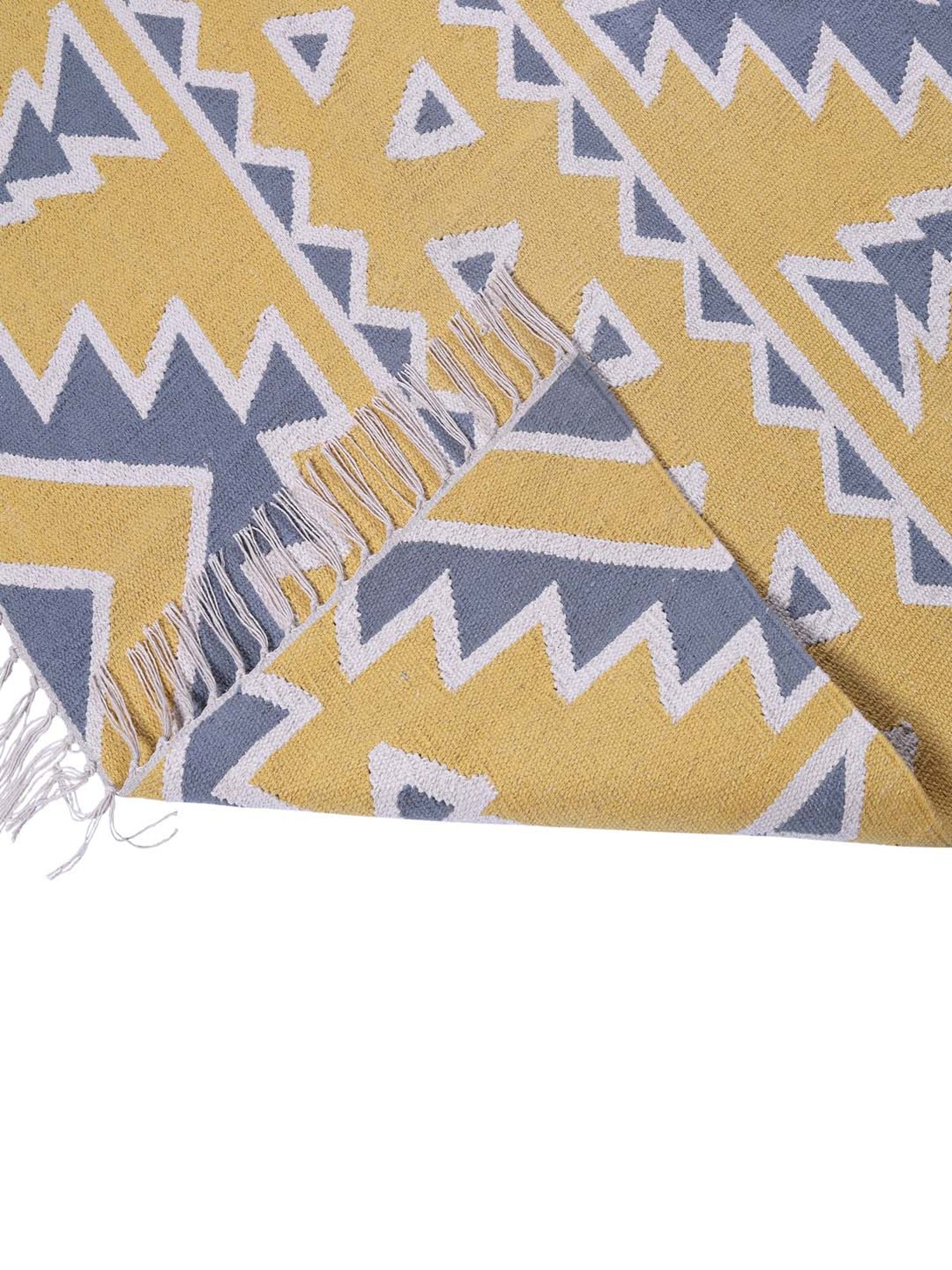 Pequra Yellow & Blue Cotton Floor Covering Arka Runner Rug