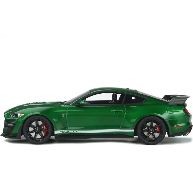2020 Ford Mustang Shelby GT500 Candy Apple Green Metallic with White Stripes 1/18 Model Car by GT Spirit