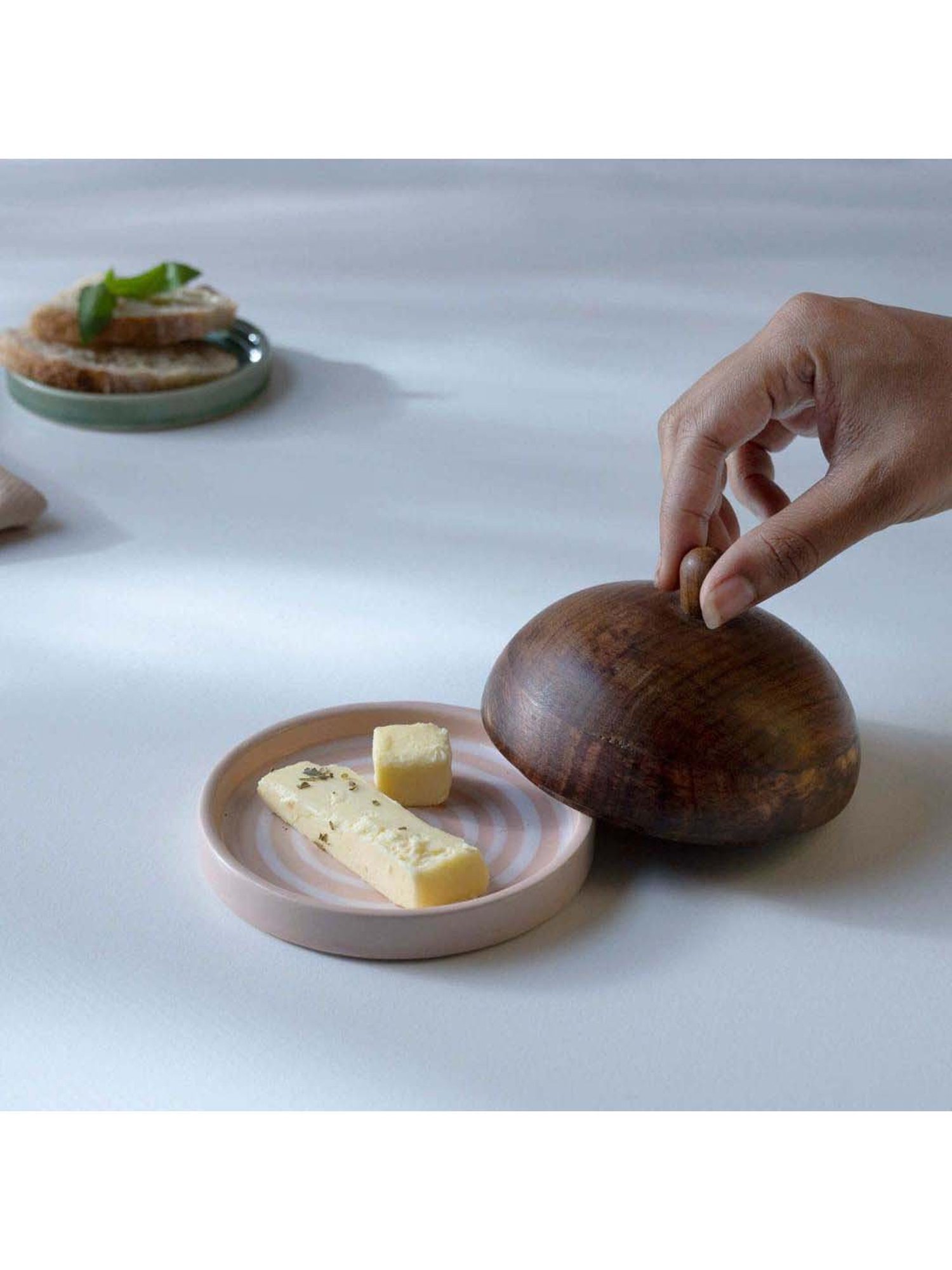 ellementry Blush Pink Ceramic Butter Dish with Lid - Set of 1