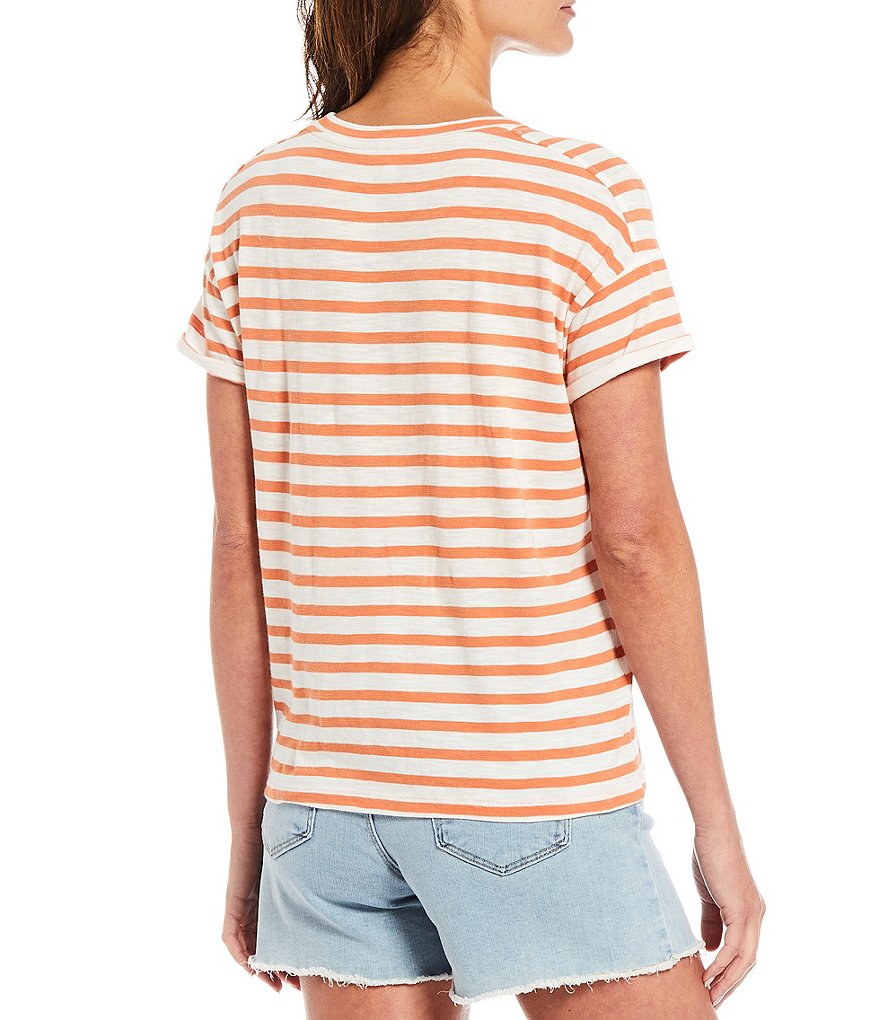 A Loves A Stripe Round Neck Short Sleeve Knit Top