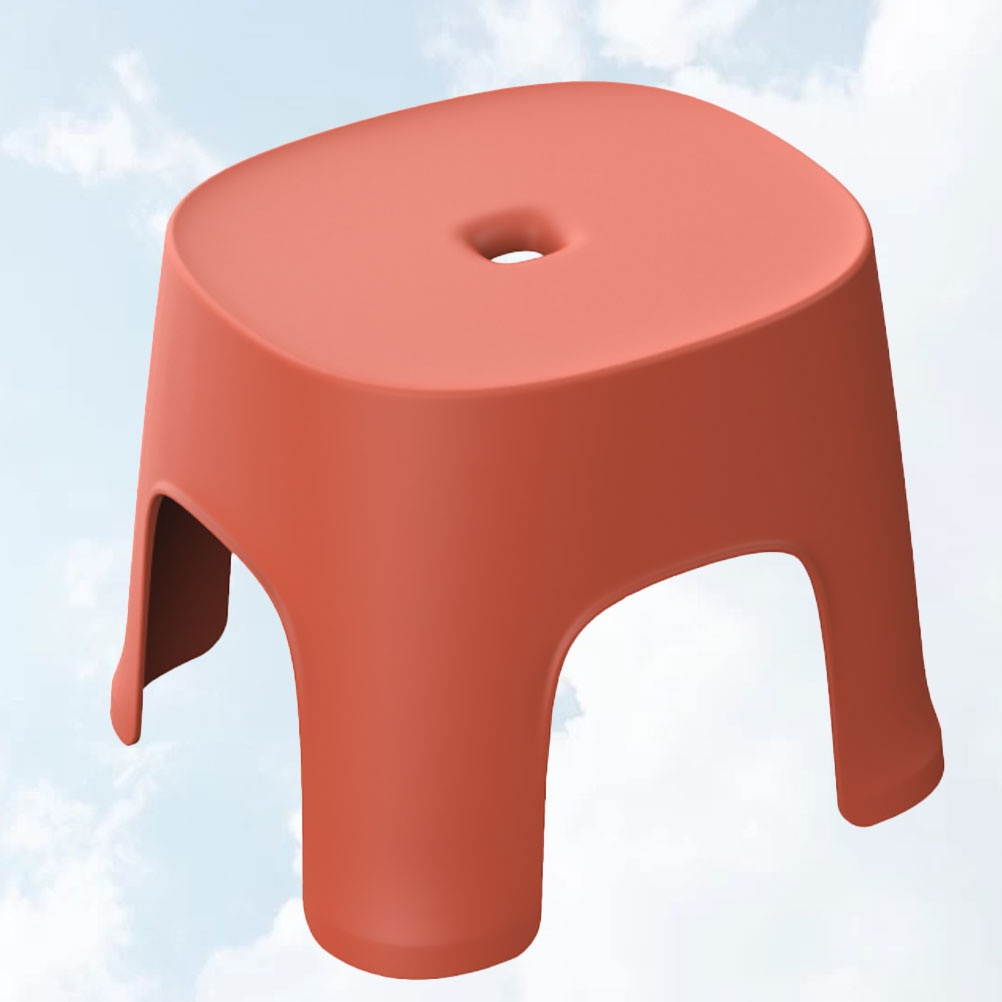 1PC Multi-use Plastic Stool Anti-slip Low Stool Shoes Wearing Stool Bathroom Small Stool for Home (Red)