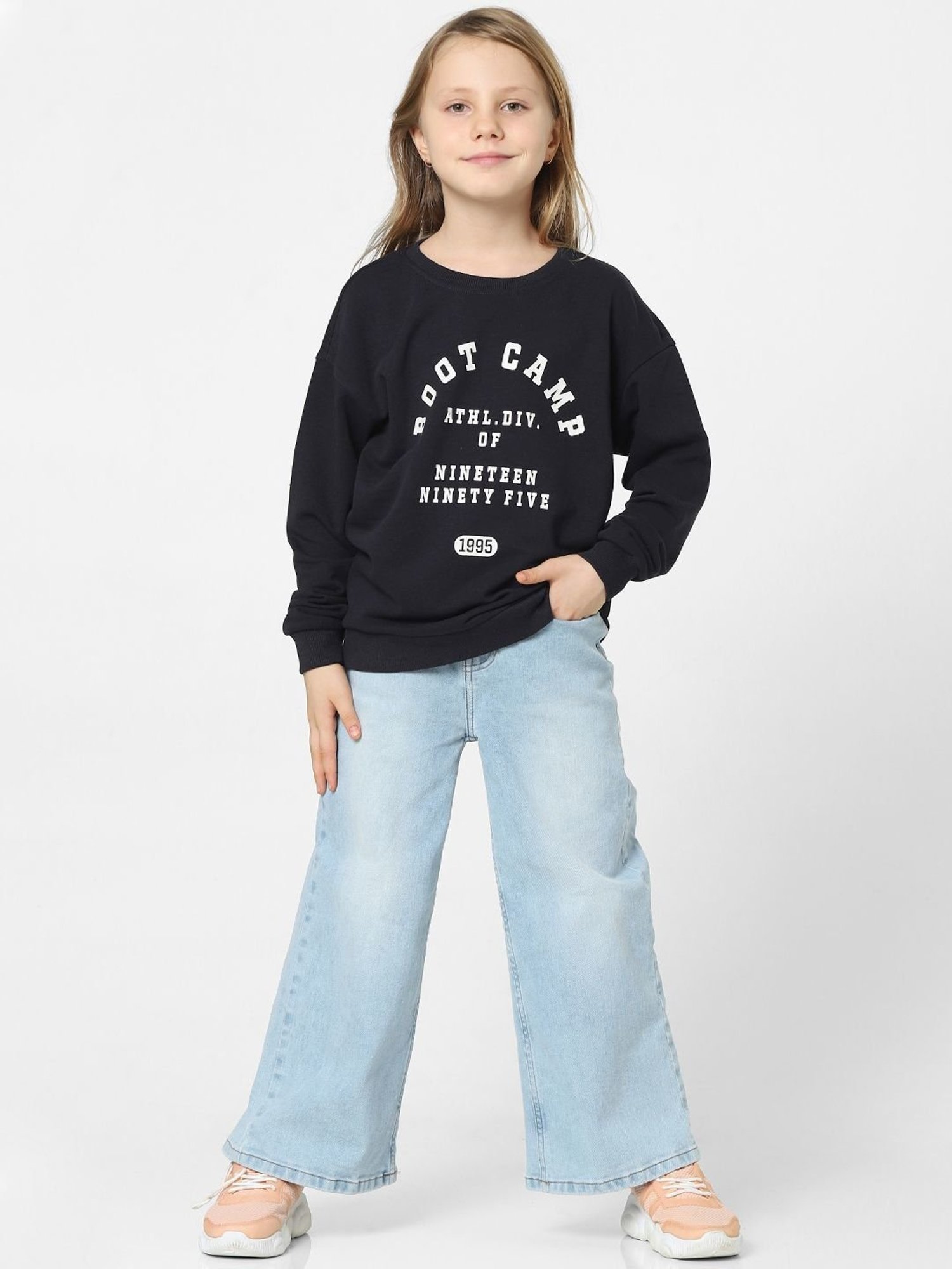 KIDS ONLY Midnight Black Printed Full Sleeves Sweatshirt