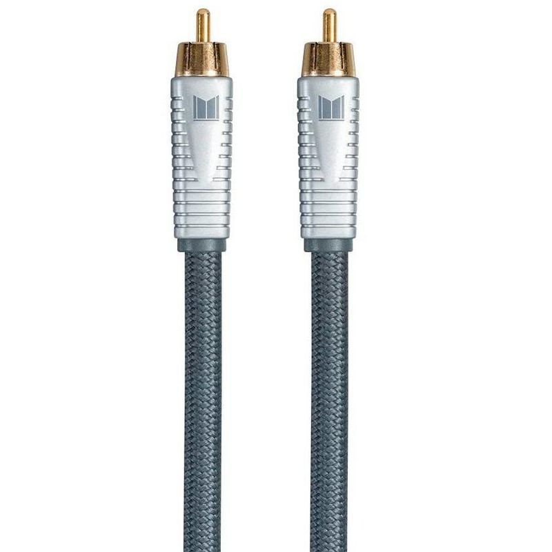 Monolith RCA Cable - Silver - 3 Feet Chord, 24K Gold Plated Connectors, AL foil, OFC Copper Braided Shield