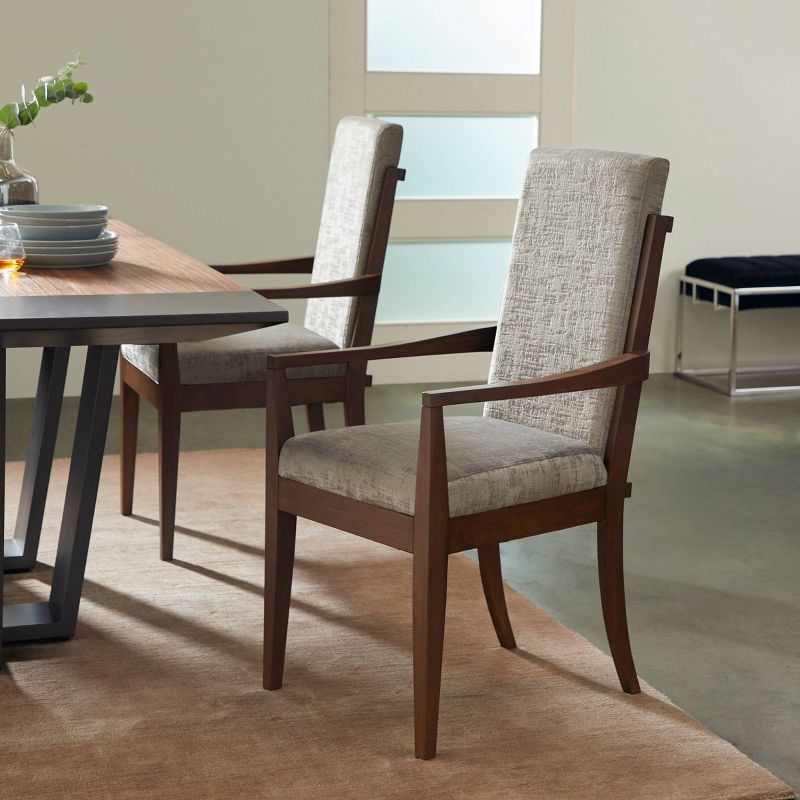 Velvet and Wood Dining Arm Chair Beige - Venus Williams Collection