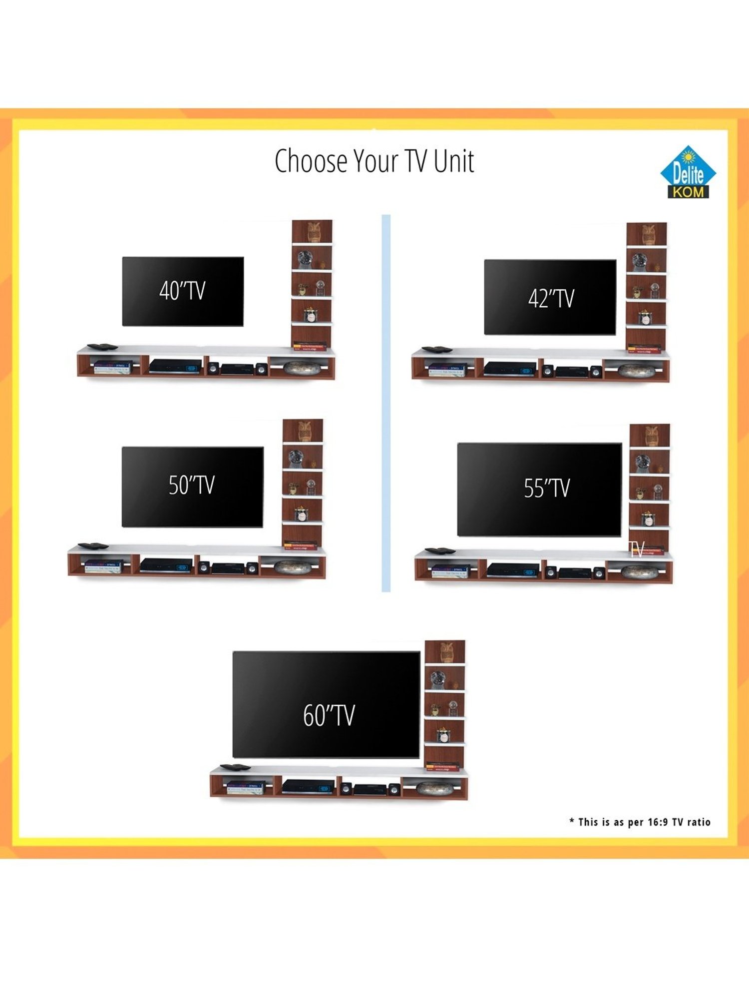 Delite Kom Luke Acacia Dark & White Engineered Wood TV Entertainment Unit