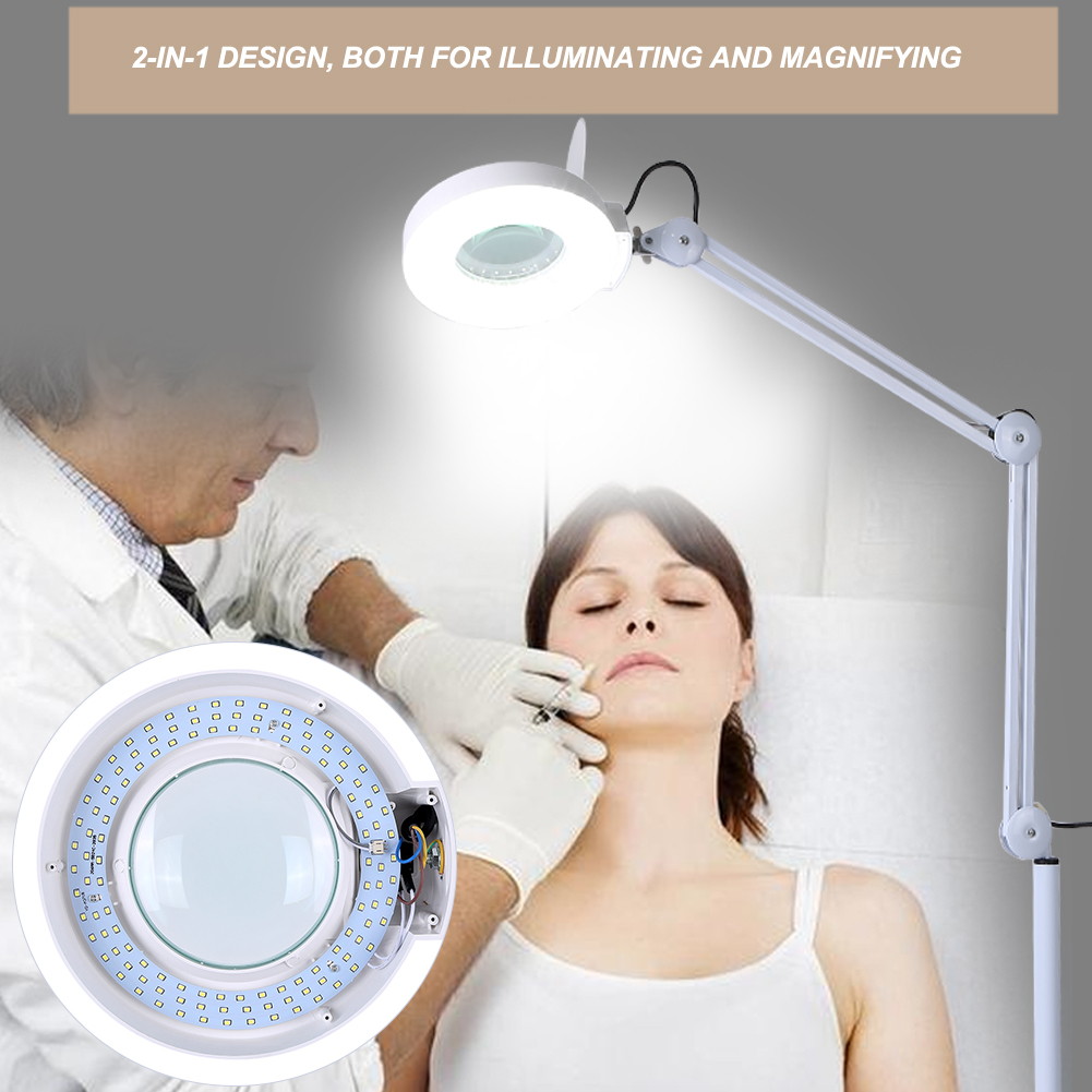 Magnifying LED Floor Lamp with Stand Flexible Adjustable Height Cold Light Reading Medical US