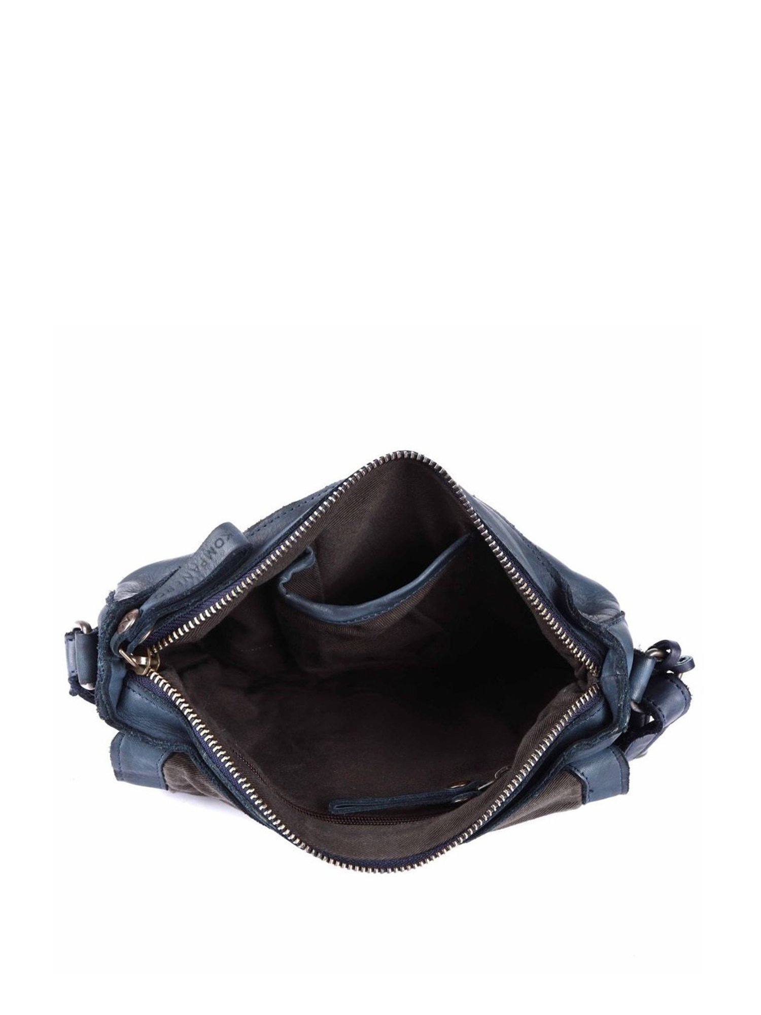 KOMPANERO Nova Anv Blue Leather Textured Sling Handbag