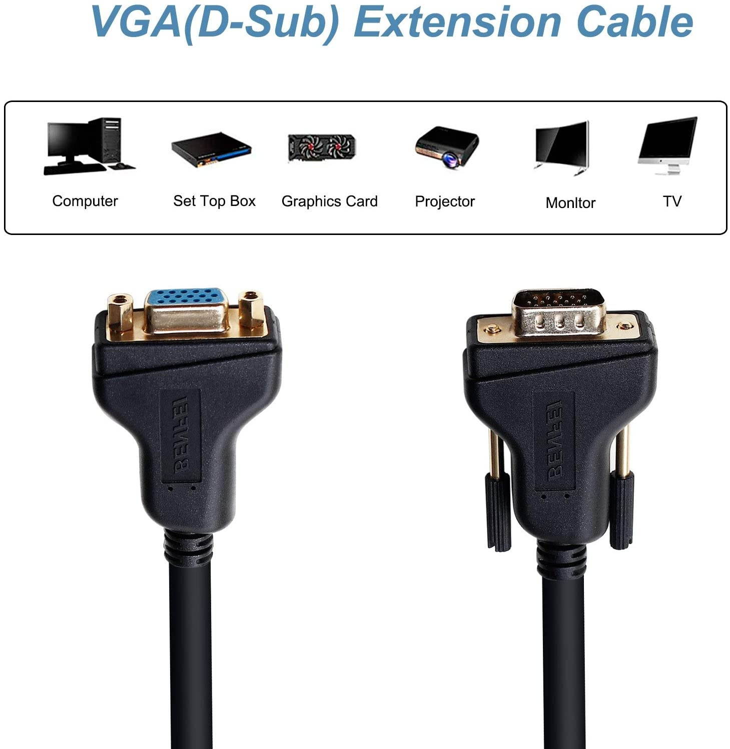 VGA Extension Cable BENFEI VGA Male to Female Cable - 10 Feet
