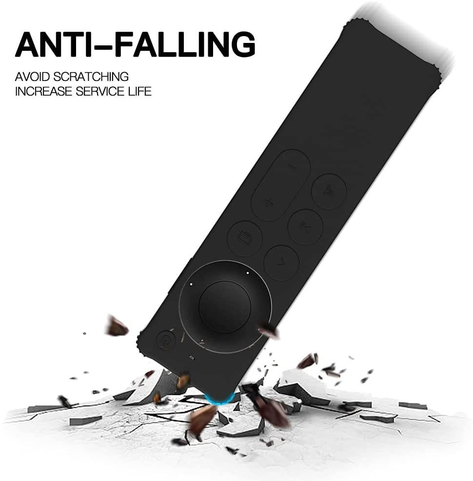 AWINNER Case Compatible for 2021 Apple TV Siri Remote (2nd Generation) - Lightweight [Anti Slip] Shock Proof Silicone Cover Compatible for 2021 Apple TV 4K and Apple TV HD (Black)