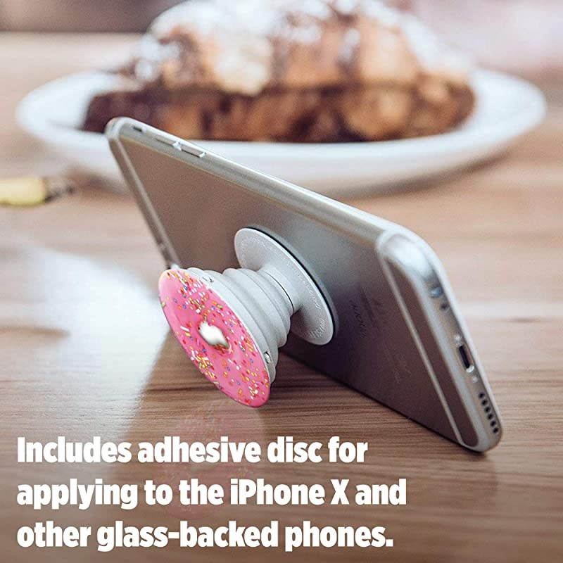 Collapsible Grip & Stand for Phones and Tablets - Pink Donut