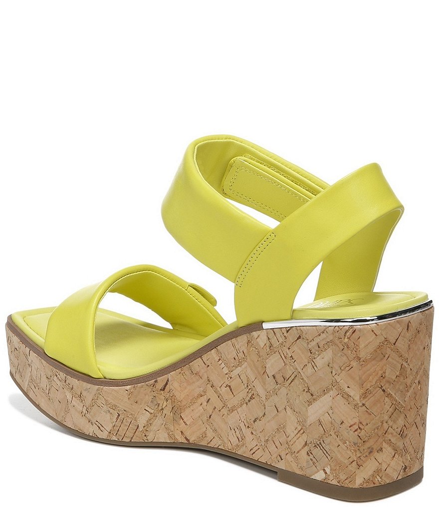 Franco Sarto Sweety Square Toe Leather Cork Platform Wedge Sandals