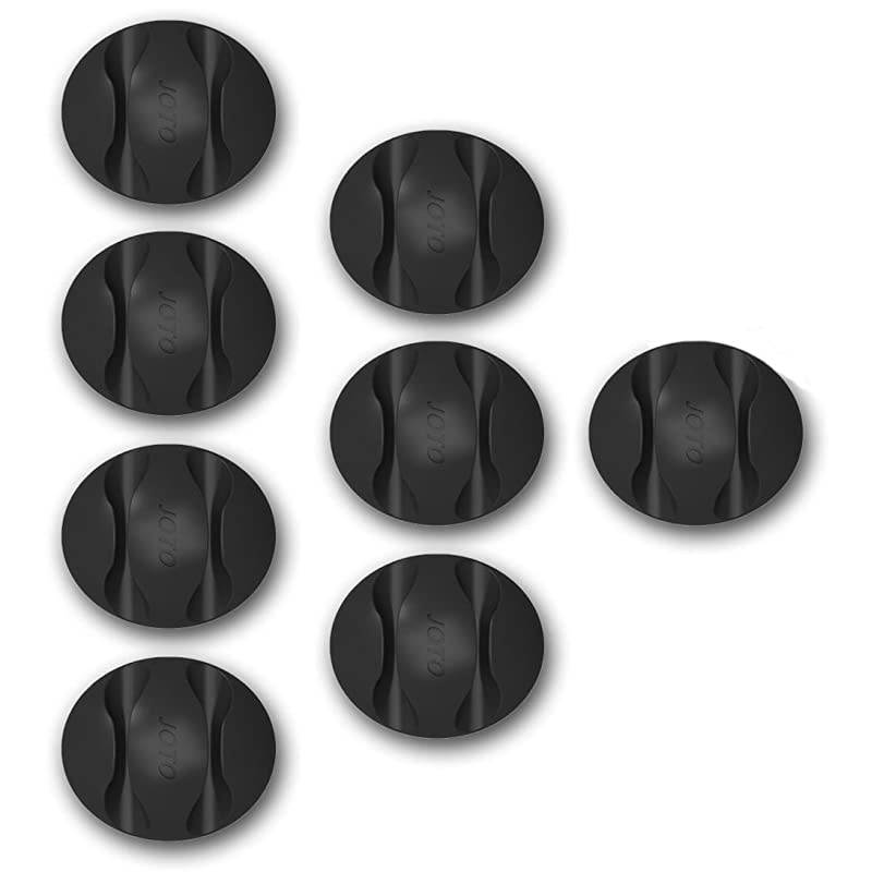 Cable Clips Cord Management System 8 pcs  Desktop Cable Organizer Desk Wall Cable Wire Clip Computer Electrical Charging or Mouse Cord Holder Dual Slots Black