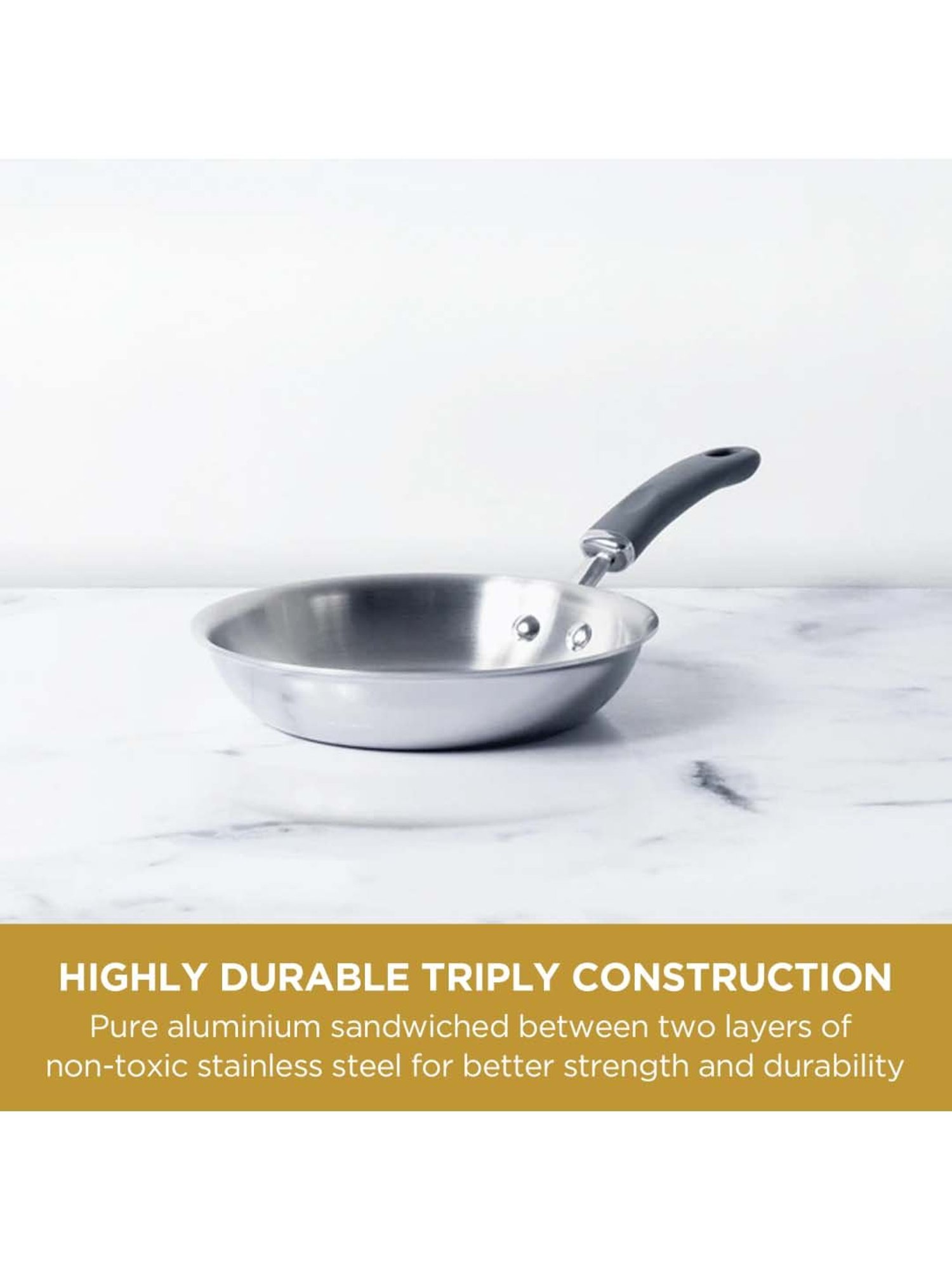 Meyer Trivantage Stainless Steel Triply Cookware Open Frypan, 20cm