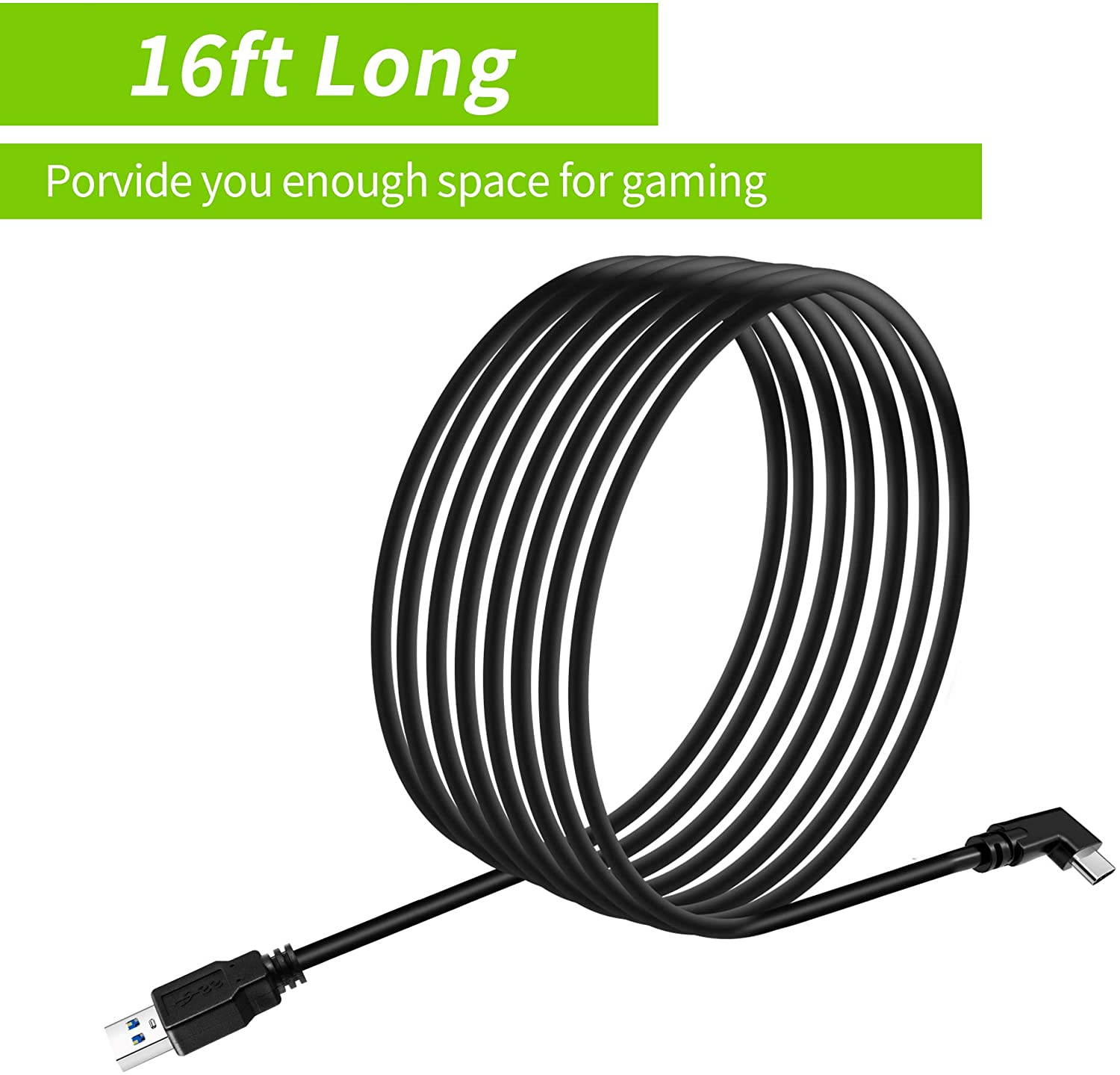 Link Cable Compatible for Oculus Quest 2, Fast Charging & PC Data Transfer USB C 3.2 Gen1 Cable for VR Headset and Gaming PC 10FT(3M)