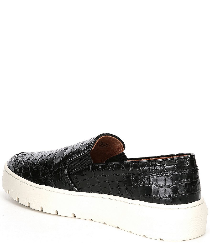 Vionic Dinoracroc Croc Embossed Leather Slip-On Sneakers