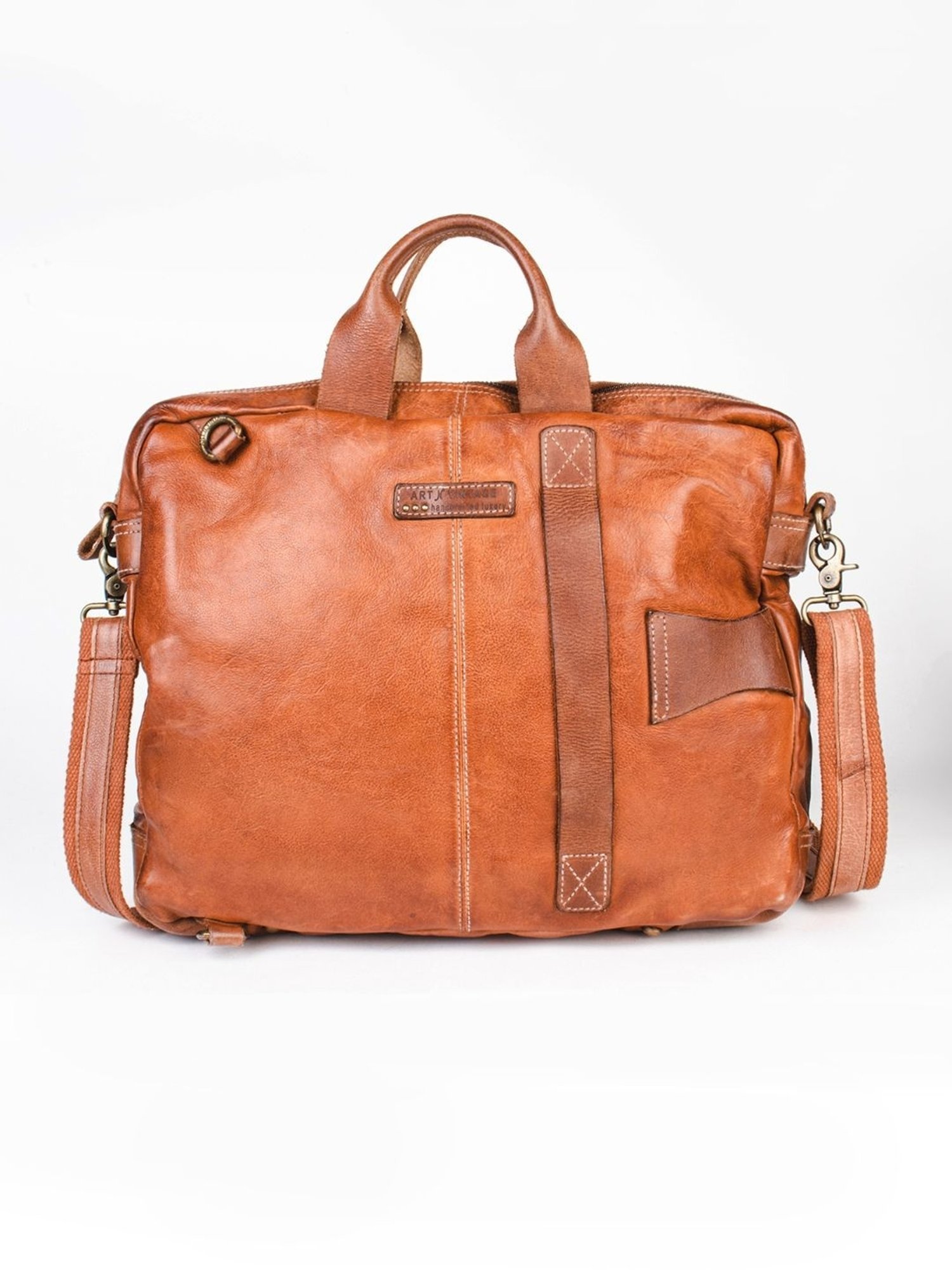 Art N Vintage Enfield Vintage Cognac Leather Solid Large Laptop Messenger Bag