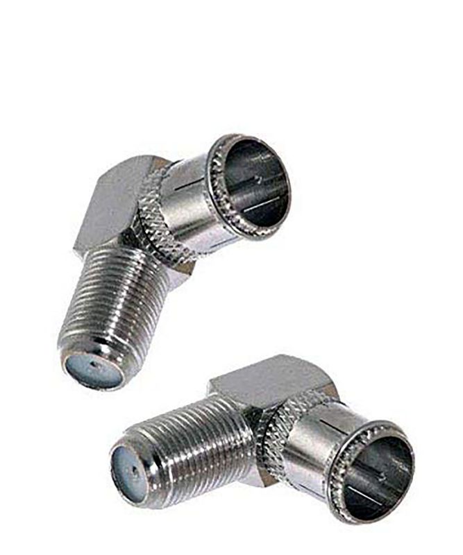 iMBAPrice (Pack of 2) Right Angle F-Jack to F-Quick Connect Push On Plug - Male/Female - Adapter (Support Comcast, Time
