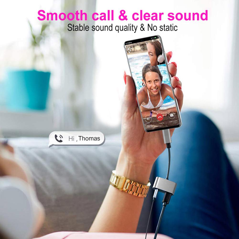 Rose Gold 2 in 1 Type-C to 3.5MM Audio Adapter Charging Port Type-C Audio Cbale AUX Adapter Cable