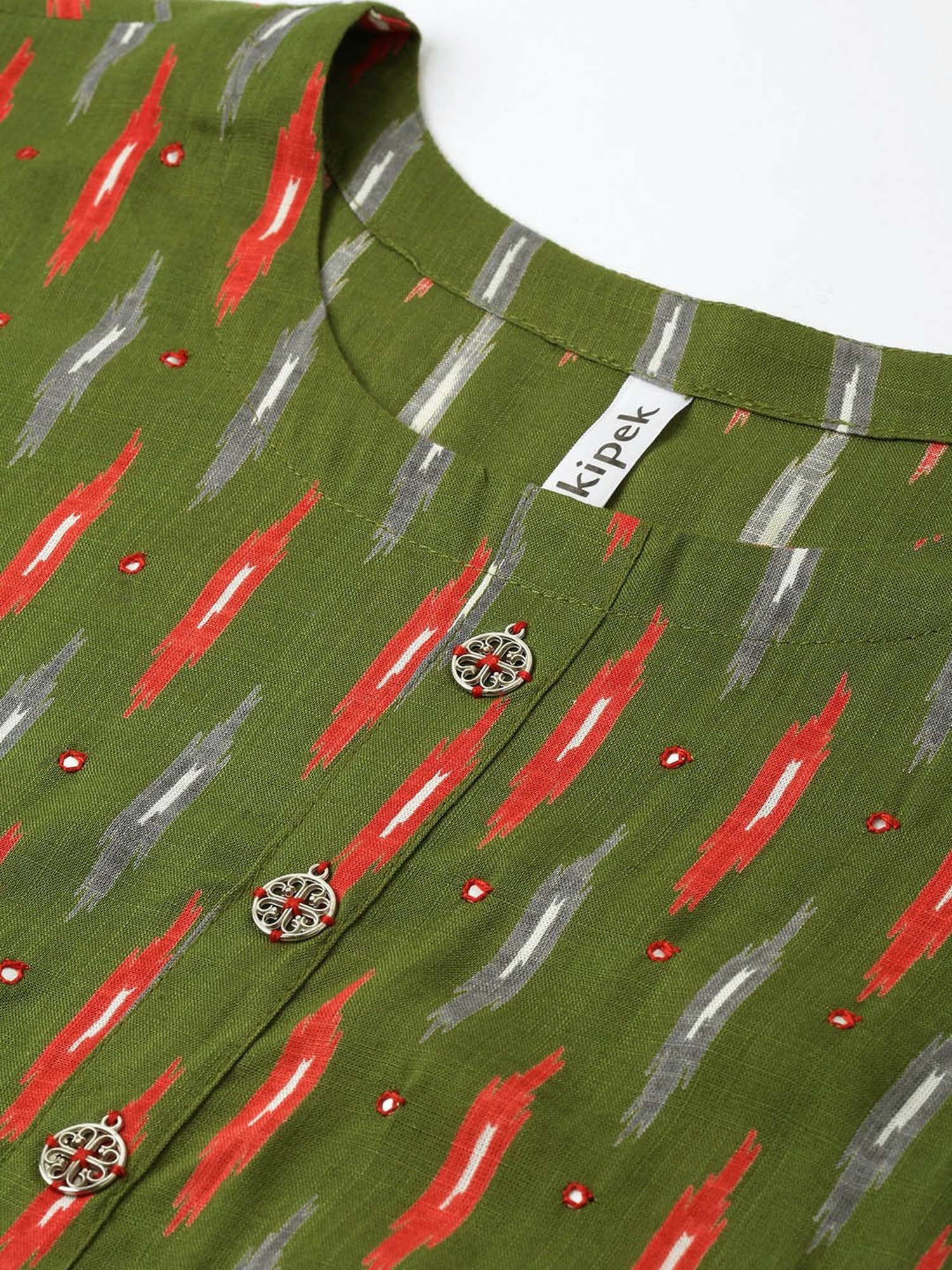 Kipek Green Rayon Printed Kurta