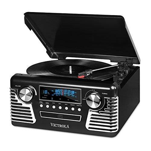 VICTROLA V50200BK V50    S RETRO RECORD PLAYER WITH BLUETOOTH  AND CD PLAYER   USB  BLACK
