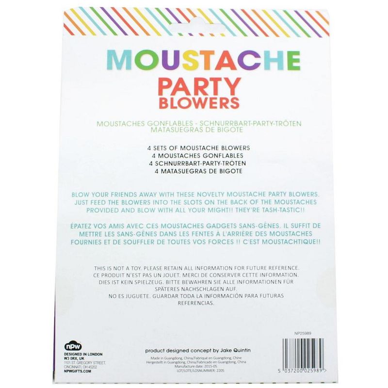 NPW Gifts Novelty Moustache Party Blowers, 8-Piece