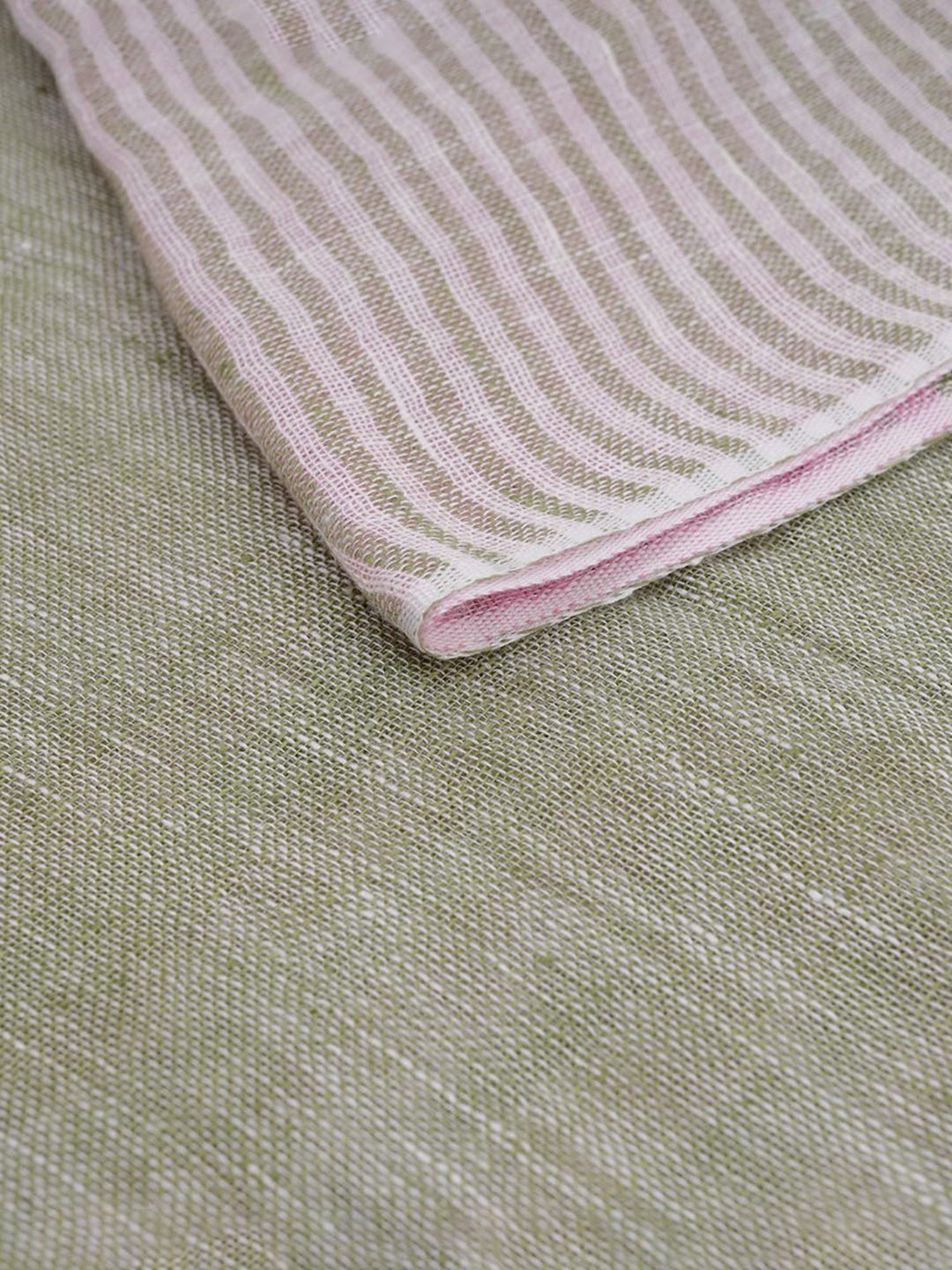 Linen Club Green Striped Pure Linen Stole