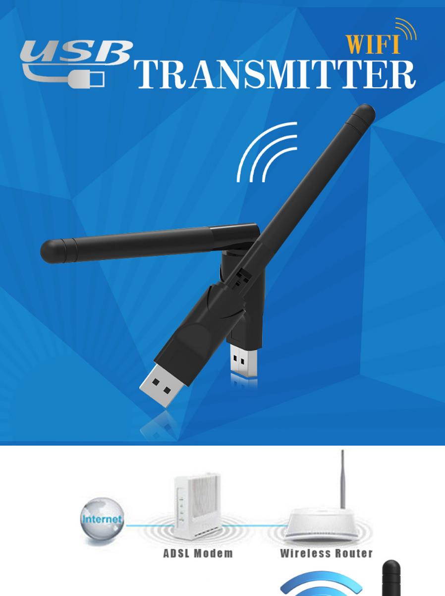 Ralink RT5370 USB 2.0 150mbps WiFi Wireless Network Card 802.11 B/g/n LAN Adapter With Rotatable Antenna Black