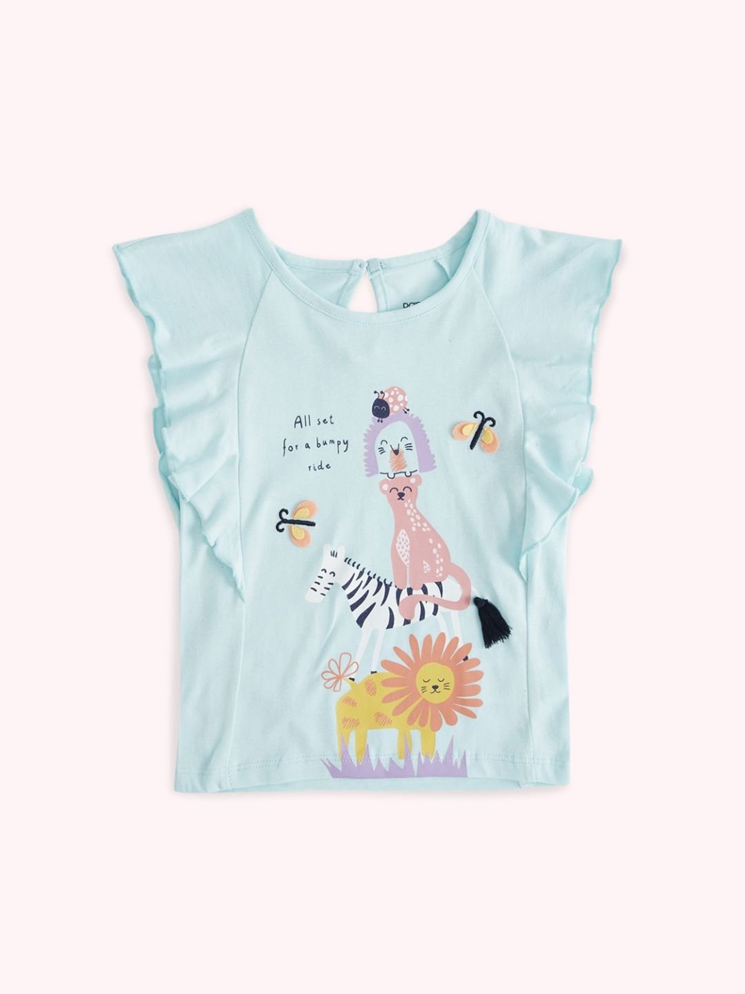 Pantaloons Baby Aqua Blue Cotton Printed T-Shirt