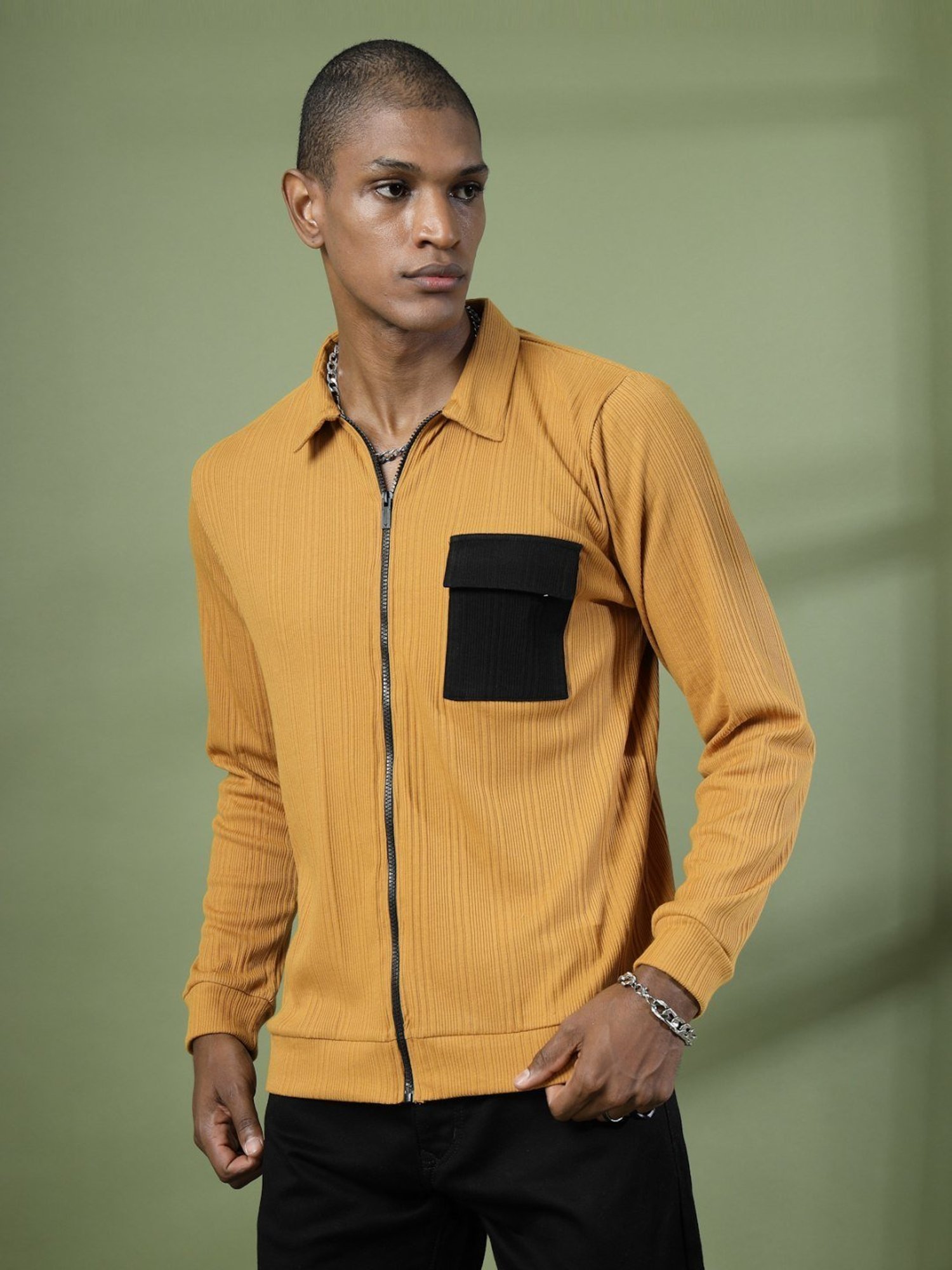 Rigo Light Brown Cotton Relaxed Fit Striped Polo T-Shirt