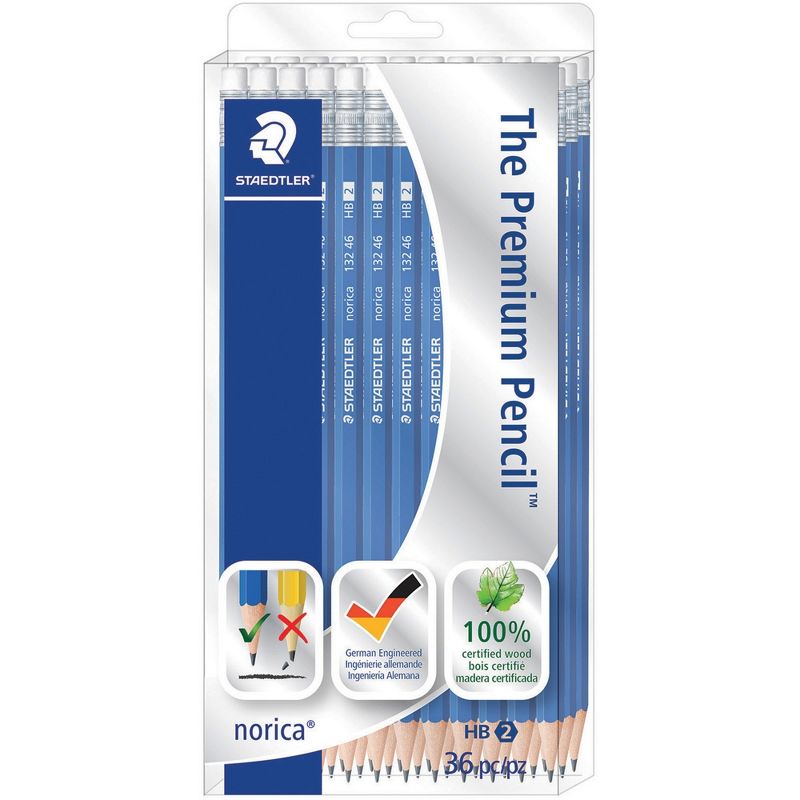 Staedtler Pencils HB No. 2 Lead Latex-free Erasers 12/BX Blue 13246CB36
