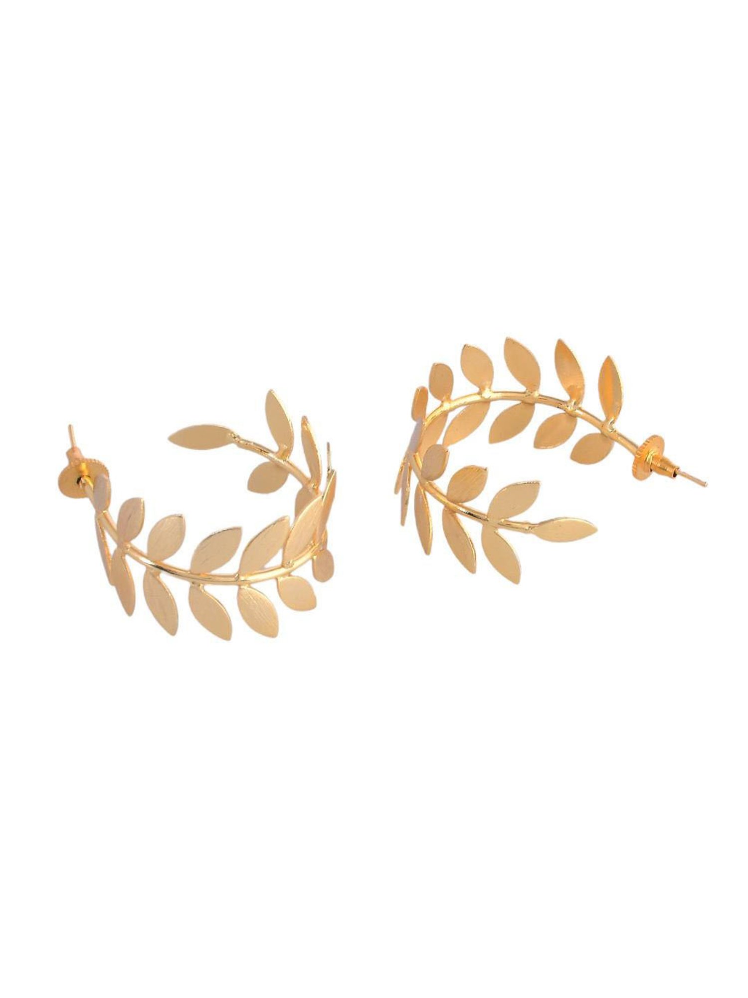 VOJ 1 Gram Gold Plated Leaf Shaped Hoop Earrings for Women