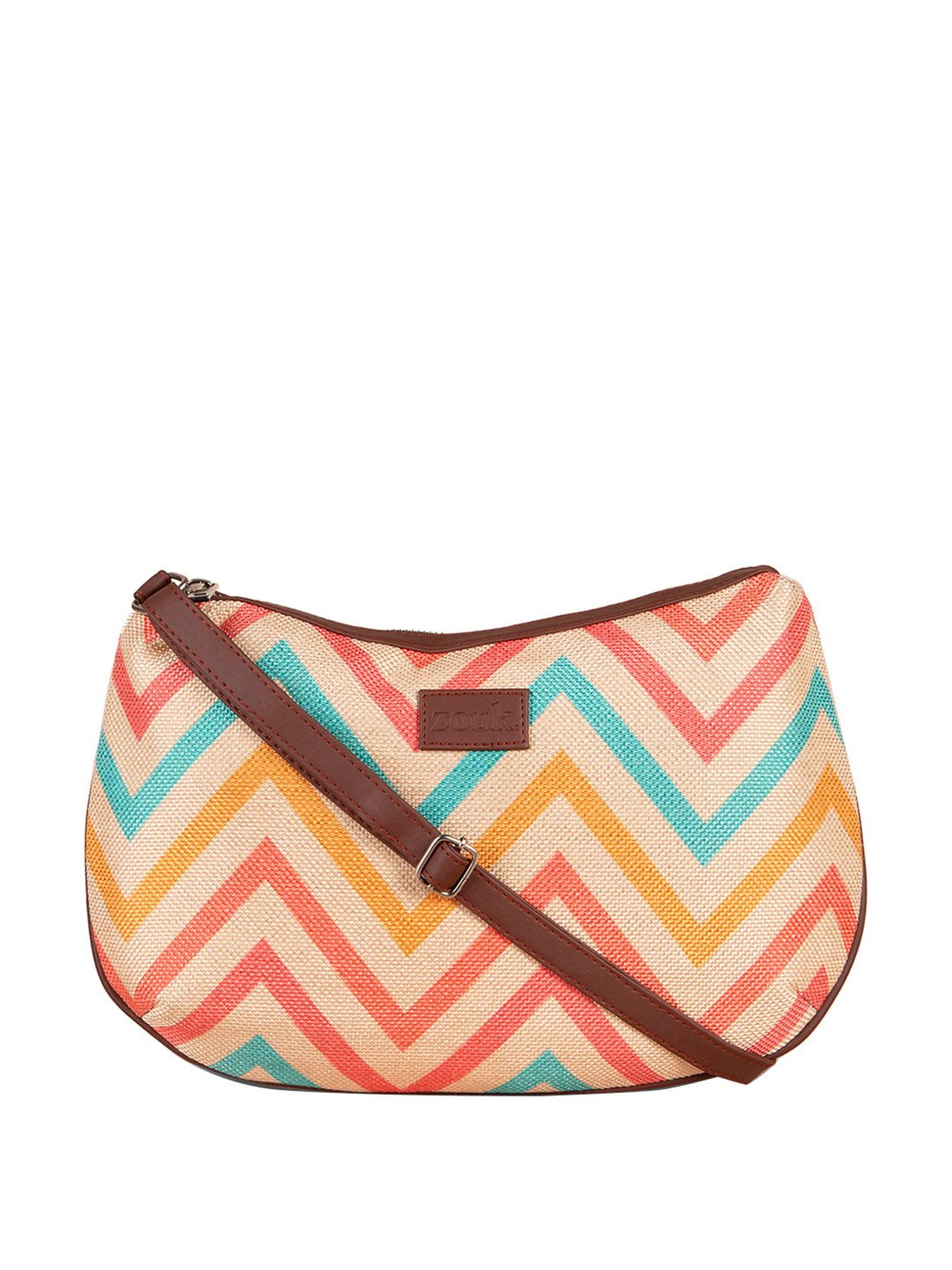 ZOUK Beige Printed Medium Sling Handbag