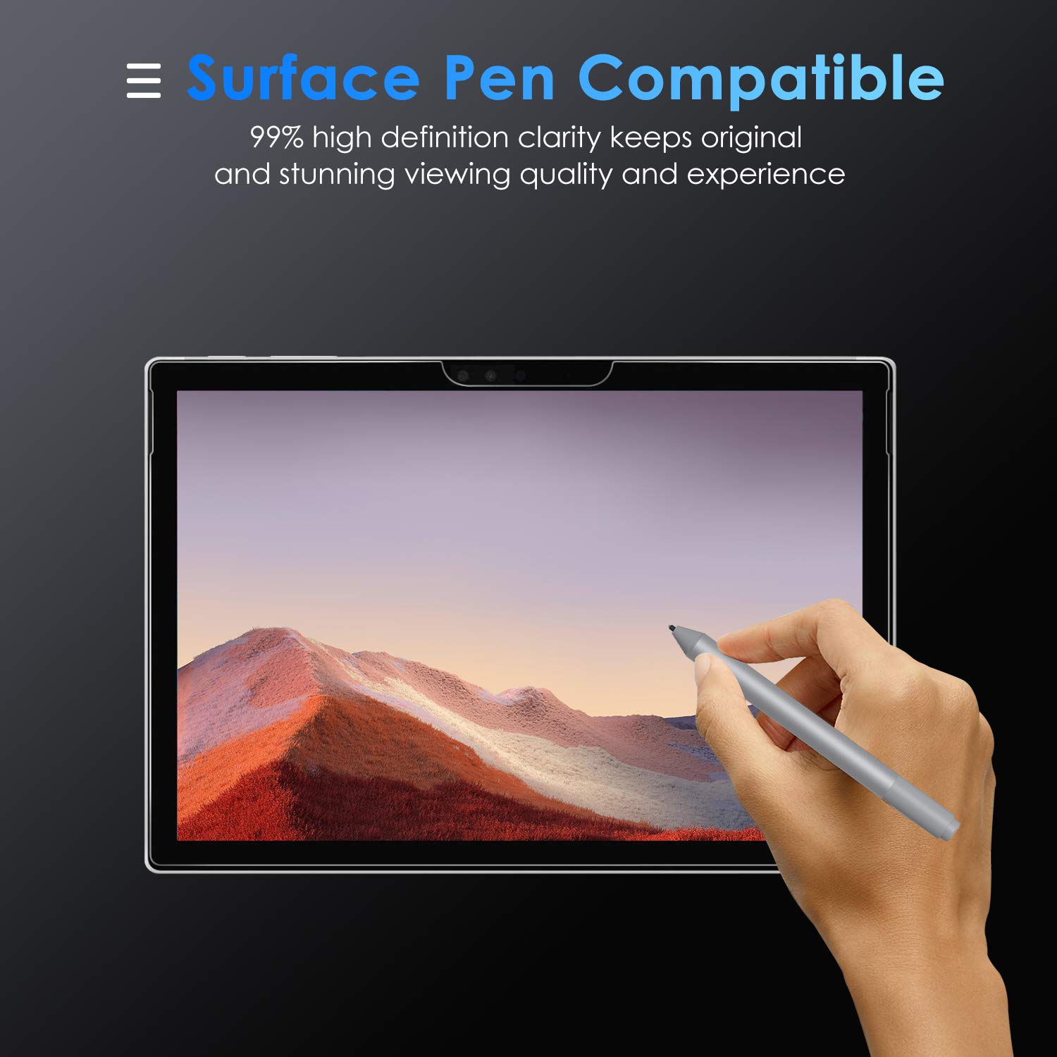 Screen Protector for Surface Pro 7 / Surface Pro 6 / Surface Pro (5th Gen) / Surface Pro 4, SPARIN Tempered Glass Screen Protector - Surface Pen Compatible/Scratch Resistant