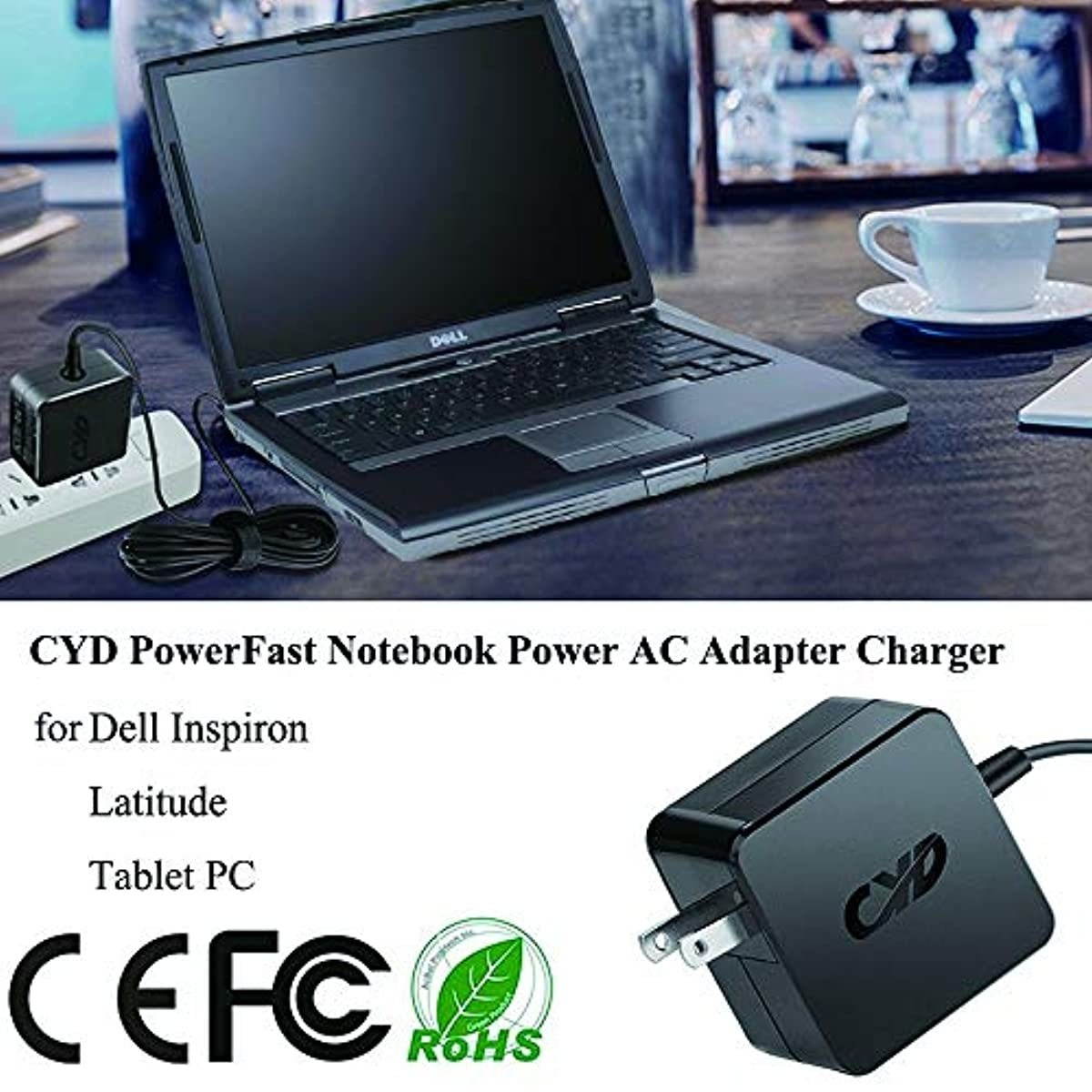 CYD 65W PowerFast Replacement for Laptop-Charger Dell Latitude E6420 E6400 E6410 E6430 E6 5423 P35G 5721 P17E XPS M1 AA22850 E6430s E6430U E6510 E6520 HA65NM130 LA65NM130 AC-Adapter