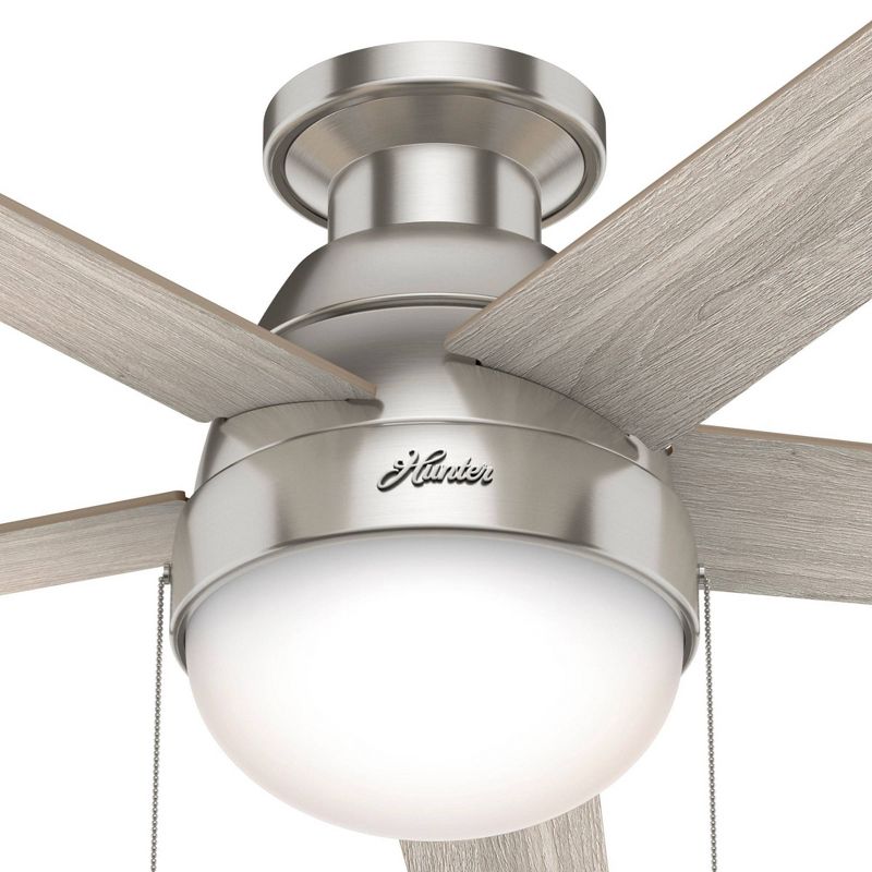 46" LED Anslee Low Profile Ceiling Fan (Includes Light Bulb) Nickel - Hunter