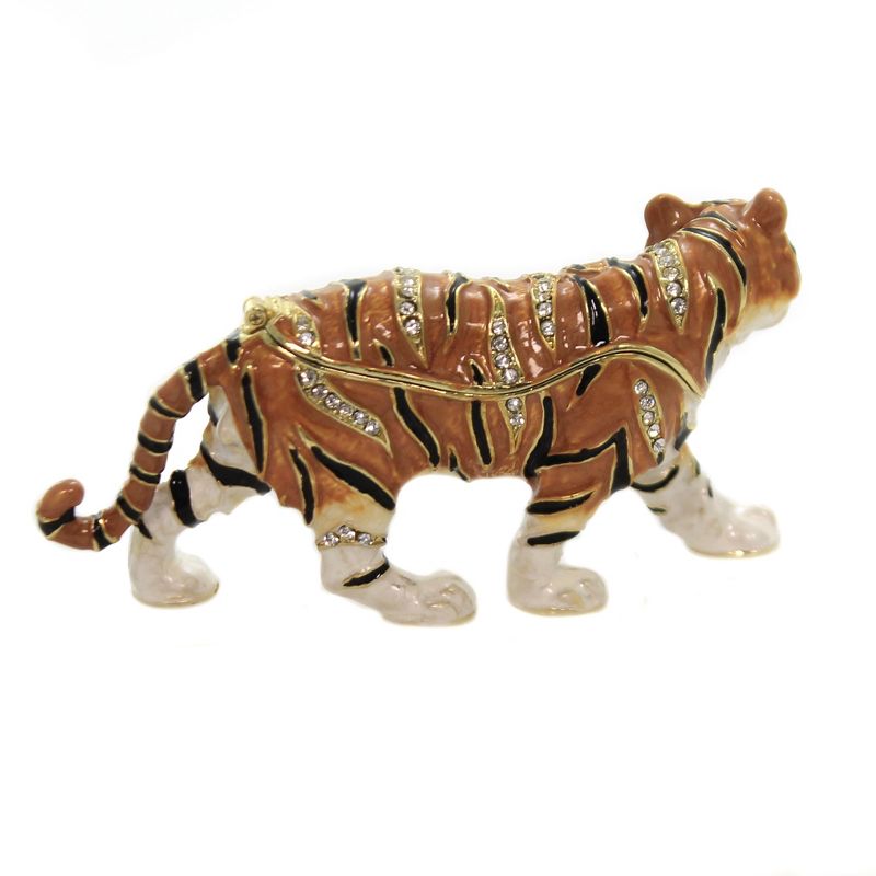 Hinged Trinket Box 2.0" Tiger Enamel Hinge Box Crystal Enamel  -  Decorative Figurines