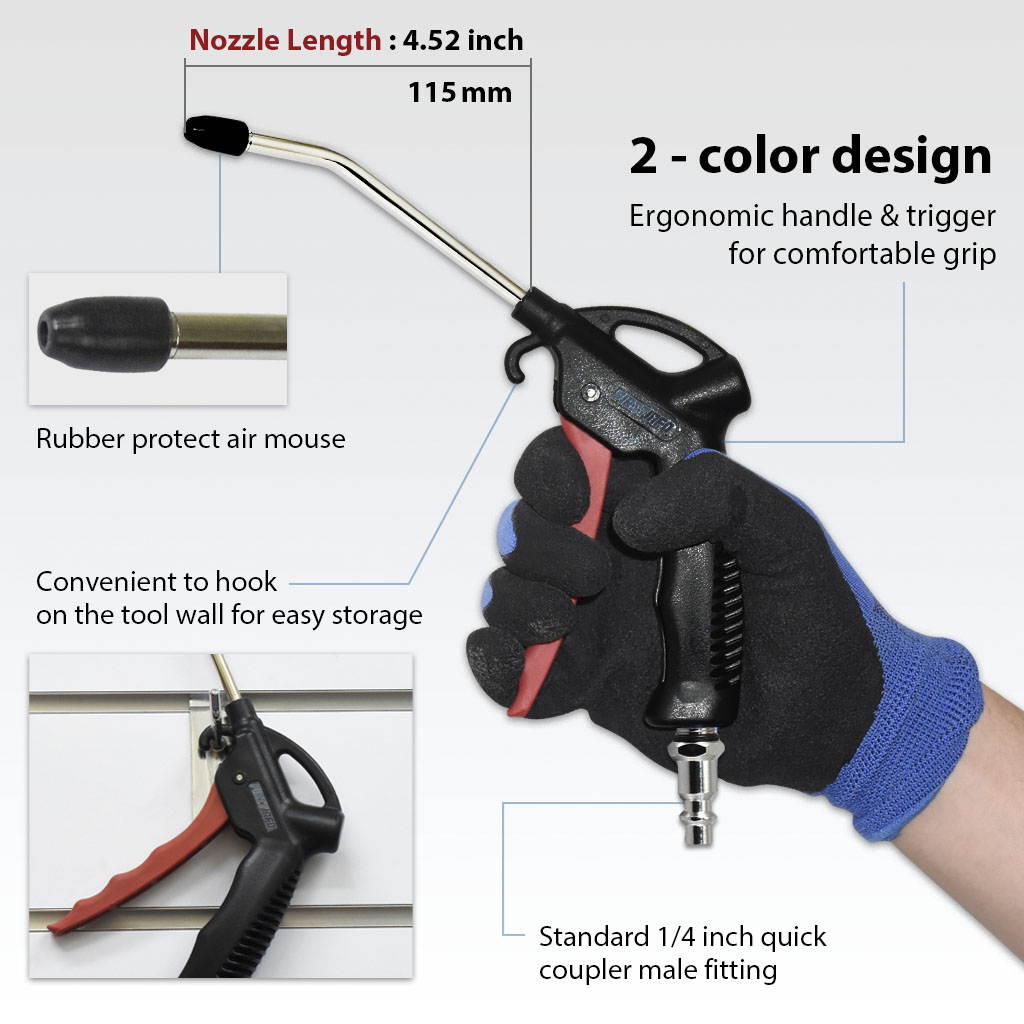 FIRSTINFO Air Duster Blow Gun with 4.52 Inch (115mm) (Fixed) Air Flow Nozzle Dust Blower Cleaner