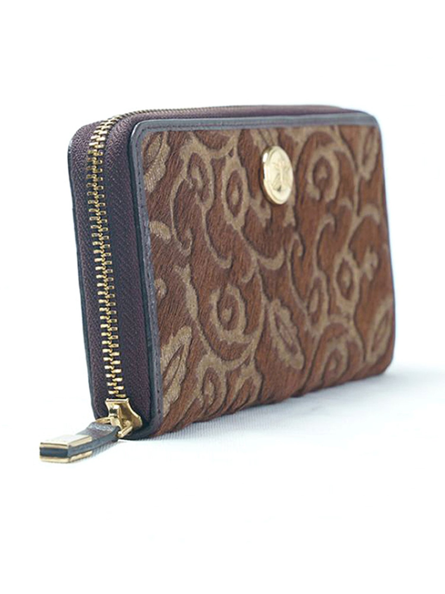 RI2K London Brown Leather Textured Zip around Wallet