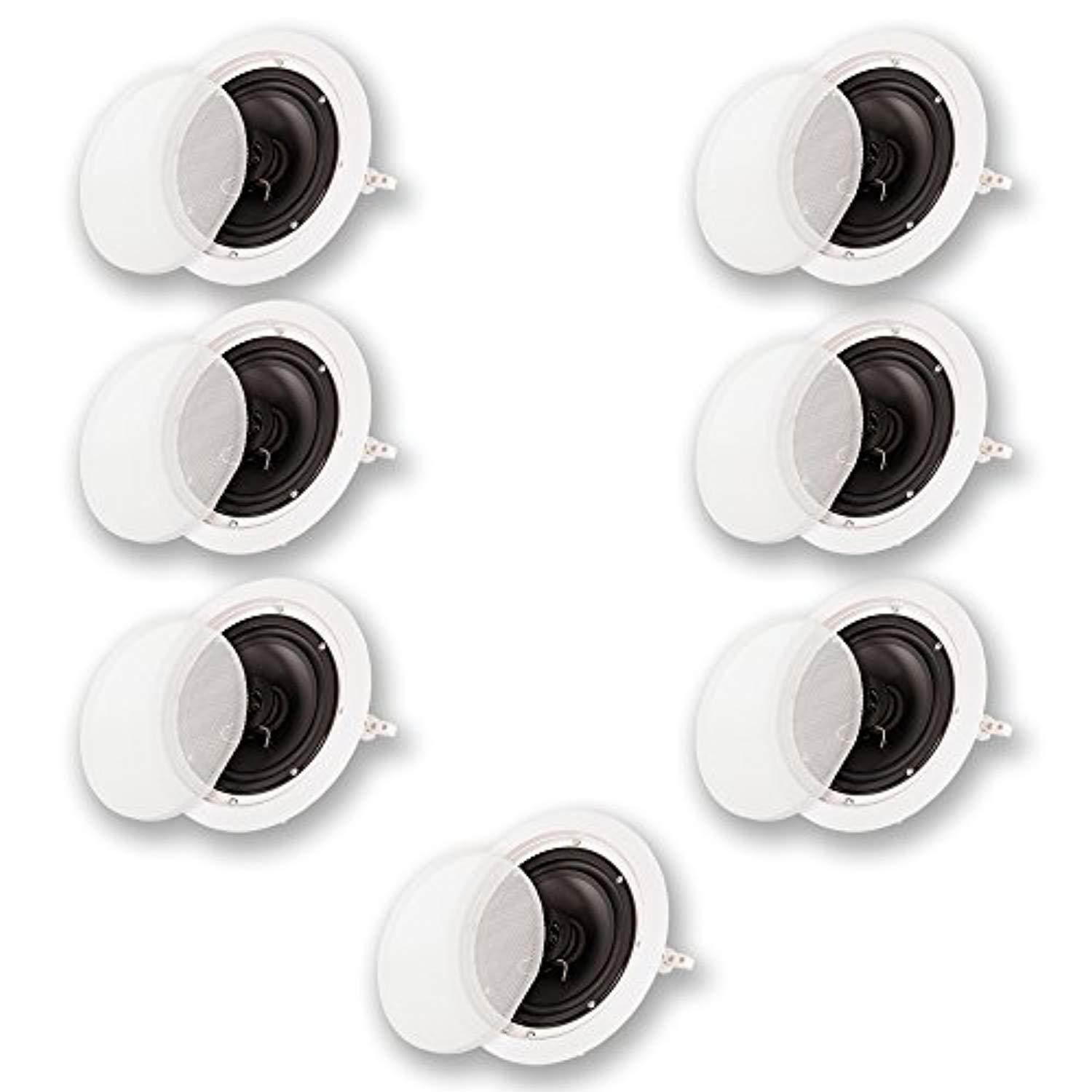 Acoustic Audio HTI6c Flush Mount In Ceiling Speakers with 6.5" Woofers 7 Pack